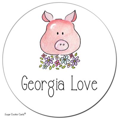 Sugar Cookie Gift Stickers - Flower Pig